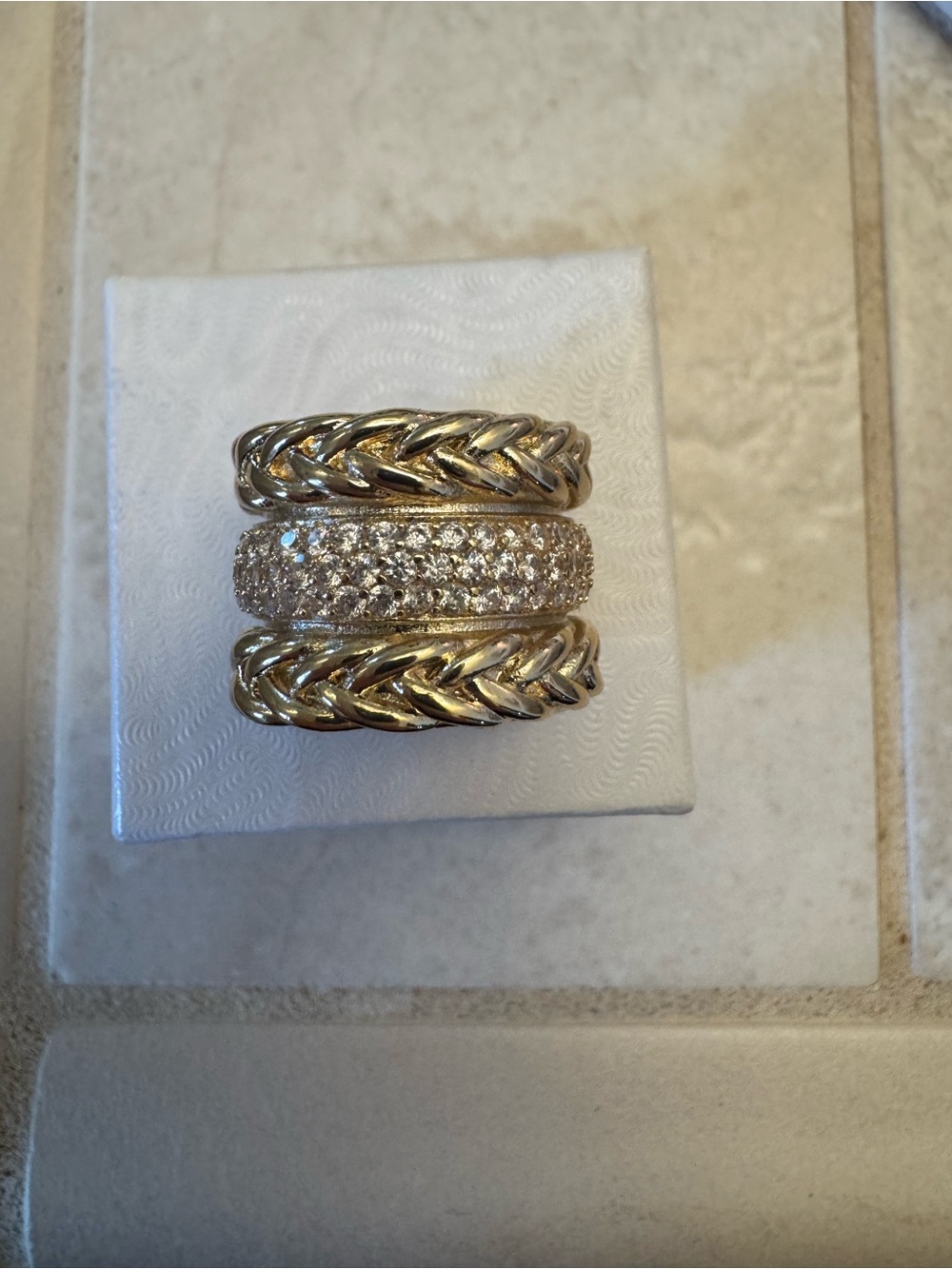 New Callie Ring Size 7 Braided & Pave Gold Band Fashion Jewelry